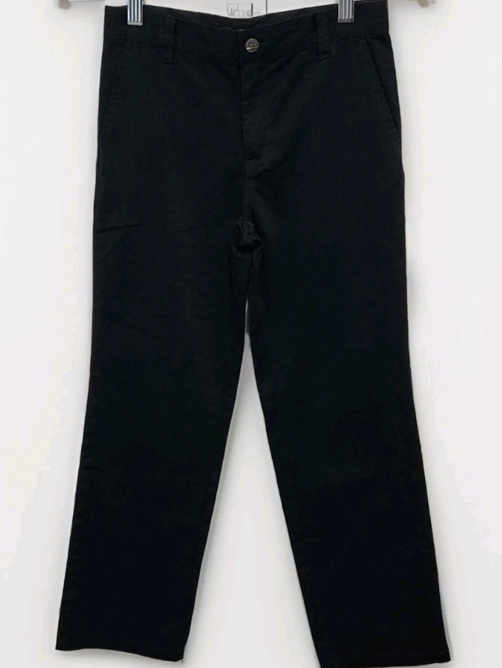 E-land Boys 8 Navy Blue Chino Pants Flat Front Hook & Bar Close Adjustable Waist